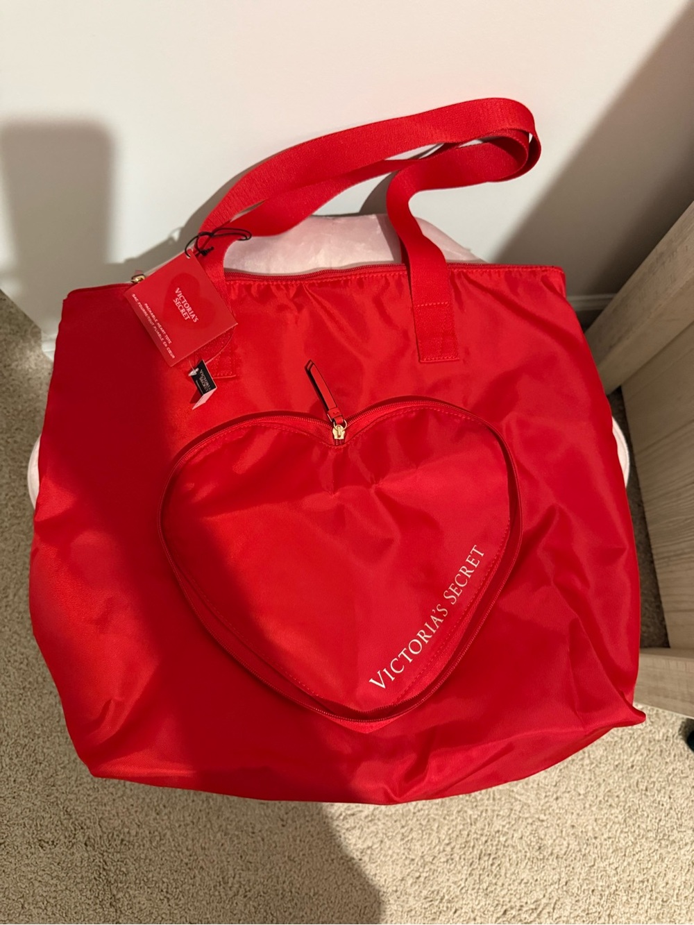 Victoria's Secret Bright Red Heart Pocket Tote